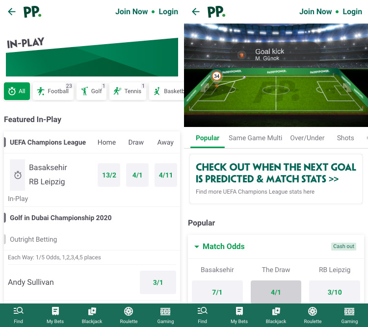Paddy Power app screenshot