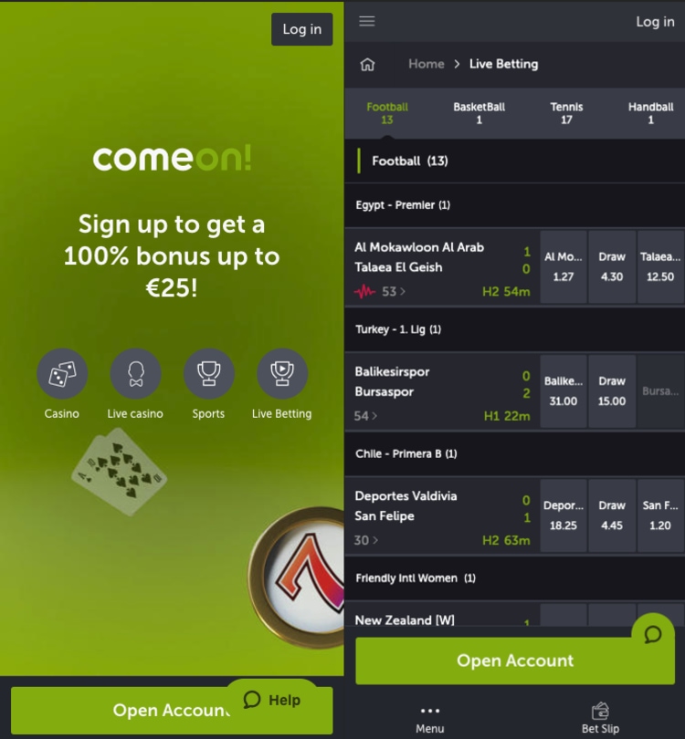 ComeOn app screenshot