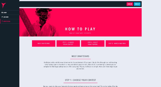 Draftstars.in screenshot