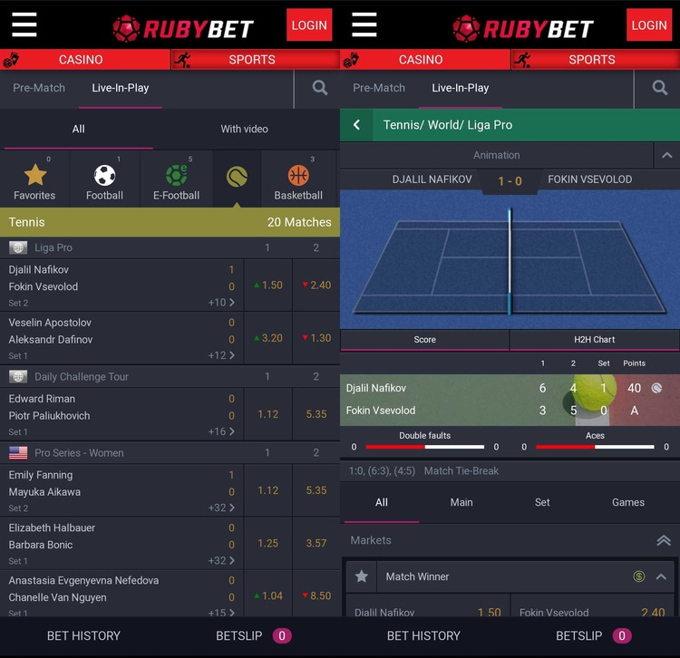 Ruby Bet app screenshot