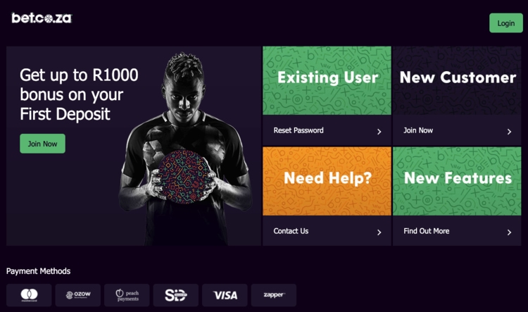 Bet.co.za screenshot