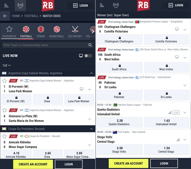 Rabona app screenshot